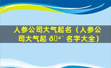 人参公司大气起名（人参公司大气起 🪴 名字大全）